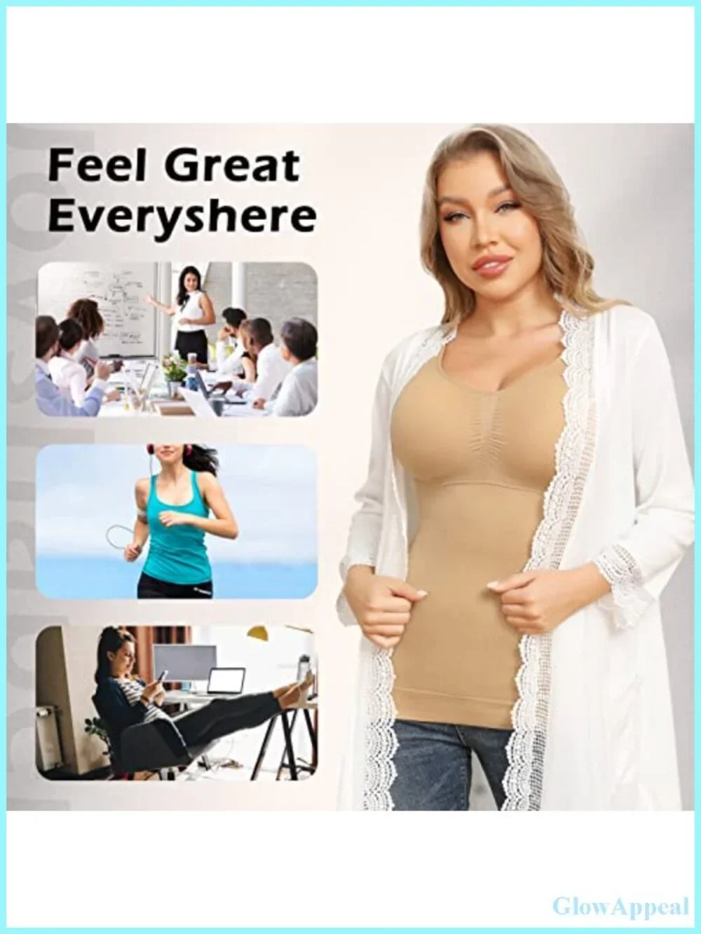 Shapewear Camisole with Built-in Bra Tummy Control Tank Top